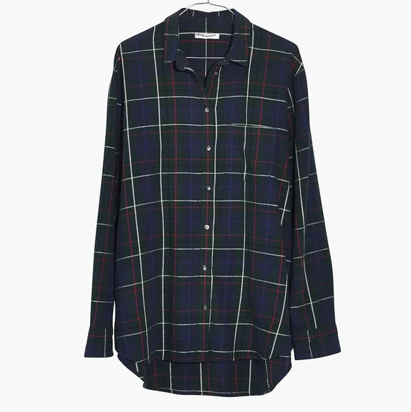 Madewell Flannel Oversized Ex-Boyfriend Button Down T-Shirt sz XXS - Picture 5 of 13